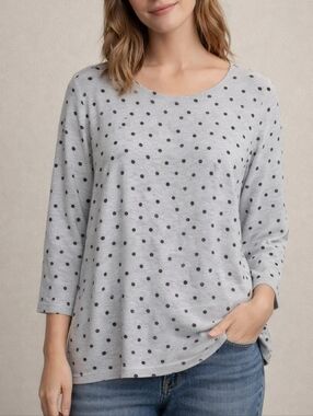 Market & Spruce Polka Dot Camren Bow Back Knit Top Gray Women Medium Stitch Fix